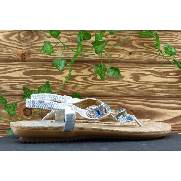 Siketu Size‎ 45 M Silver Gladiator Synthetic Women Sandal Shoes - Picture 4 of 7